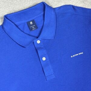 G Star Raw Men XXL Blue Slim Fit Polo Shirt Short Sleeve